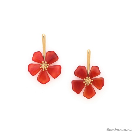 Серьги Nature Bijoux, Hibiscus, с цветком из рога, NB25.1-12-79981 красный