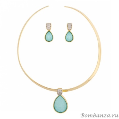 Комплект Possebon колье и серьги, Pearl Blue Sky Agate