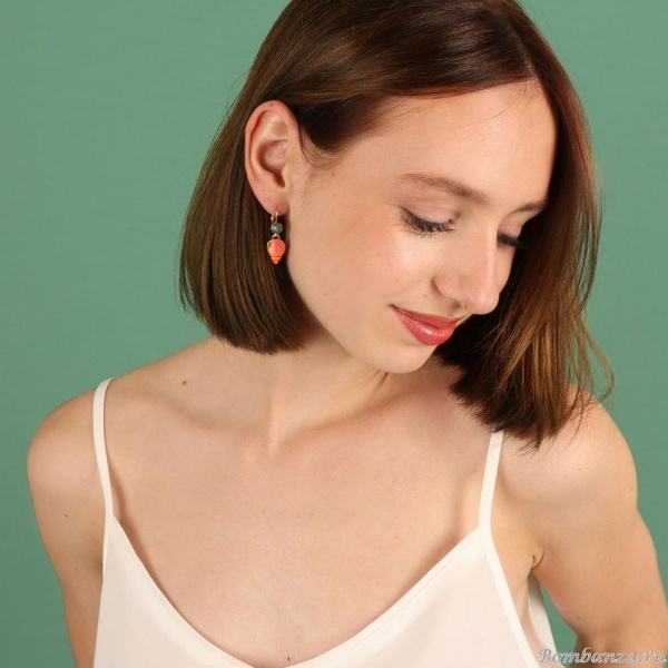 Серьги TARATATA, Archipel, с цветной смолой и тонированным кварцем, TT-E24-03719-200 оранжевый