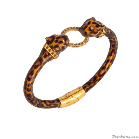 Браслет Polina Firenze, кафф, ягуар с кристаллами и эмалью, PF25.2-BR4176 коричневый