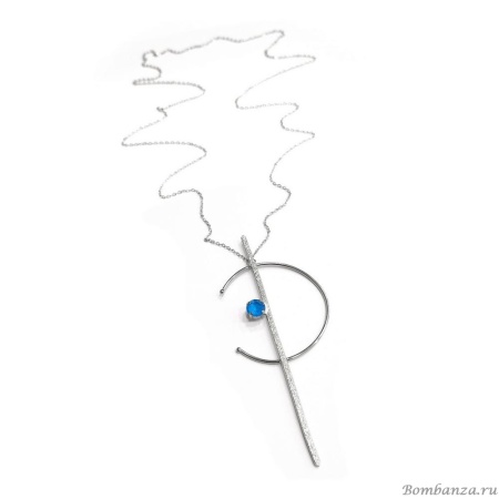 Колье Catherine Bijoux, Half moon, с кристаллом, CB25.1-5355AS голубой