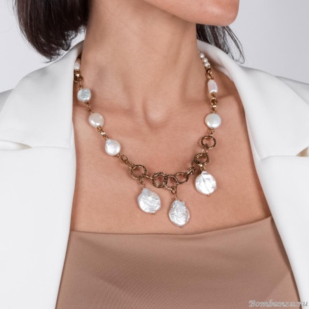 Колье Alcozer&J, с жемчугом, AL2312-C88GV23 белый