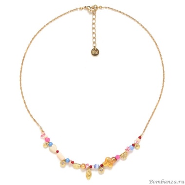 Колье Franck Herval, Cali, кость, жемчуг, перламутр, гематит, жад, FH24.1-15-64052 золотистый