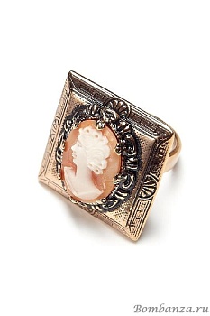 Кольцо Maurizio Mori, разъемное, с накладкой в форме квадрата и вставкой камеей, MM-AN9419