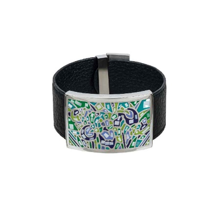 Браслет Fiore Luna, на кожаном черном ремешке, CB01367-2 G