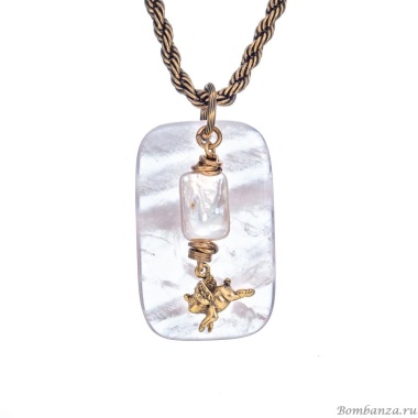 Колье Alcozer&J, с розовым кварцем и жемчугом, AL-C48AL25-R розовый