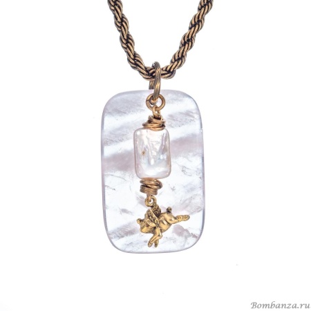 Колье Alcozer&J, с розовым кварцем и жемчугом, AL-C48AL25-R розовый