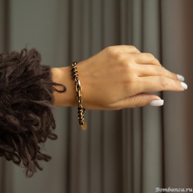 Браслет Thot Gioielli, со звеньями разных форм, TG25.1-BRV05 золотистый