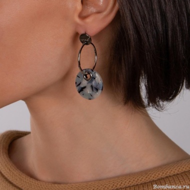 Серьги Nuance, асимметричные, с акриловыми дисками, NFN-23.12-062 зеленый