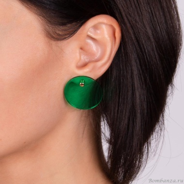 Серьги Moon Paris, Ultra, асимметрия, с дисками разных форм, MU-23.04-007 зеленый Серьги Moon Paris, Ultra, асимметрия, с дисками разных форм, MU-23.04-007 зеленый