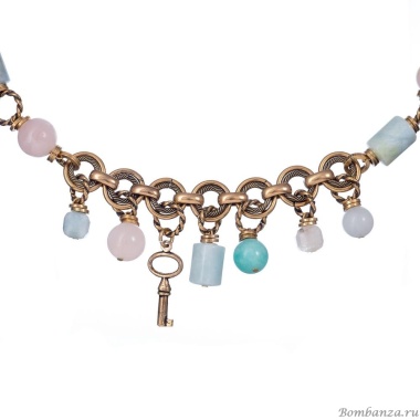 Колье Alcozer&J, с аквамарином, кварцем и амазонитом, AL-C58DS25-R розовый