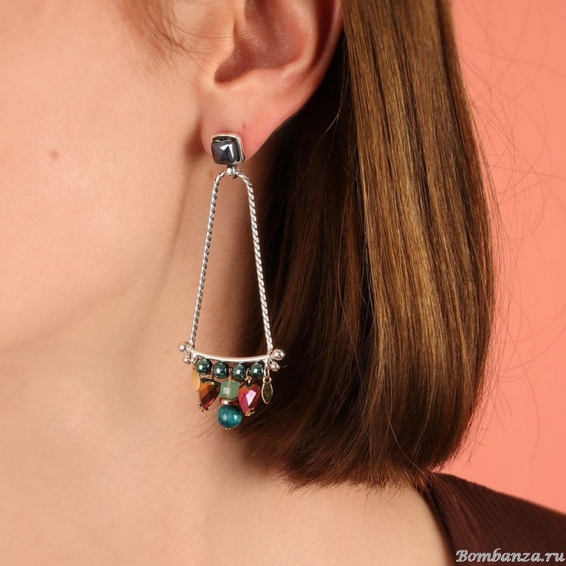 Серьги TARATATA, Papong, со стеклянными бусинам и тигровым глазом, TT-E24-11995-10M серебристый Серьги TARATATA, Papong, со стеклянными бусинам и тигровым глазом, TT-E24-11995-10M серебристый