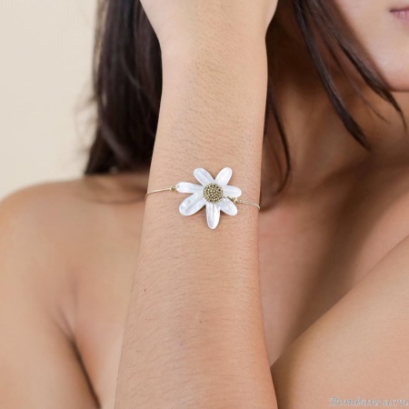 Браслет Franck Herval, Marguerite, с цветком из перламутра, FH25.1-13-72860 белый