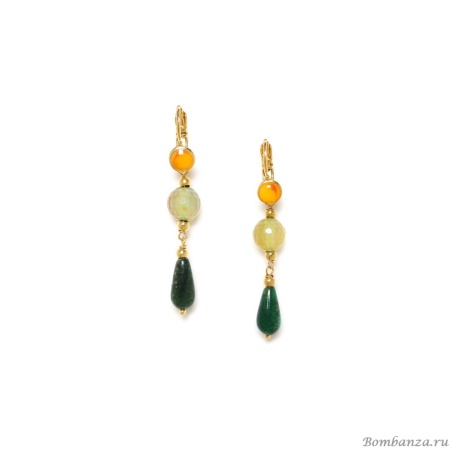 Серьги Nature Bijoux, Agata verde, с жадом, авантюрином и цветной эмалью, NB24.1-12CP79067 зеленый