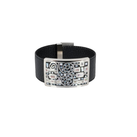 Браслет Fiore Luna, на кожаном черном ремешке, CB01319-7 BW/S