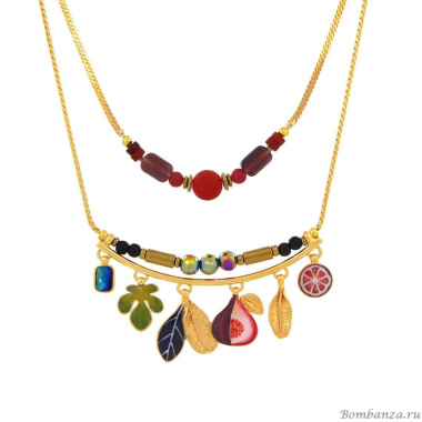 Колье TARATATA, Grenat, стеклянные, нефритовые бусины, агат, TT-W24-04106-20M золотистый