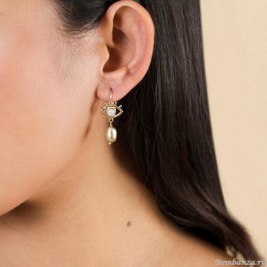 Серьги Franck Herval, Angelica, с жемчугом, Swarovski и перламутром, FH25.2-12-69641 золотистый