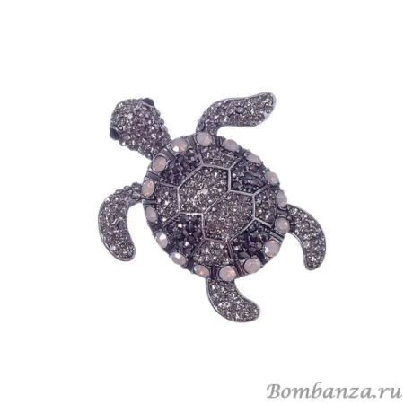 Брошь Moon Paris, черепаха, в обрамлении кристаллов, Mo-22.10-062 серебристый