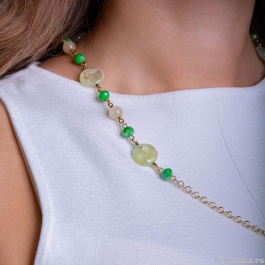 Колье Lanzerotti, Ispirazione, пренит, гипсан, кристаллы, гематит, LZ-24.10-452 мятный