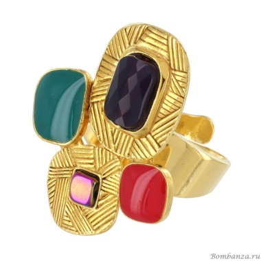 Кольцо TARATATA, Joyeuse, разъемное,со смолой,стеклянными бусинами, TT-H24-11421-20M золотистый