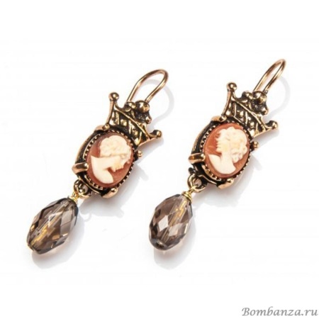 Серьги Maurizio Mori, Камея и корона с кристаллами MM-OR170854 золотистый