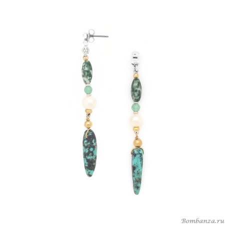 Серьги Nature Bijoux, Mara, бирюза, жемчуг, агат, авантюрин, NB24.2-12-79762 зеленый