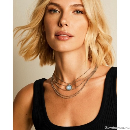 Колье VIDDA, Sweet, многоярусное, с кристаллом Swarovski, VD24.1-01860 голубой