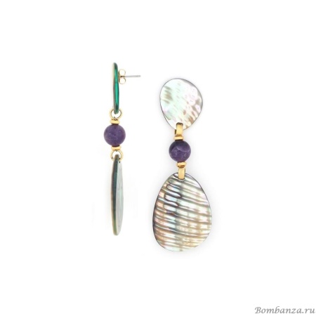 Серьги Nature Bijoux, Giverny, с гелиотисом и аметистом, NB24.2-12-79701 зеленый Серьги Nature Bijoux, Giverny, с гелиотисом и аметистом, NB24.2-12-79701 зеленый