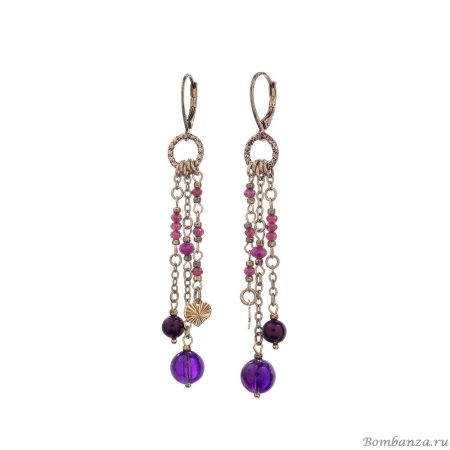 Серьги Lanzerotti, Elisir, с жемчугом,аметистом, рубином и гранатом, LZ-25.10-289 бордовый