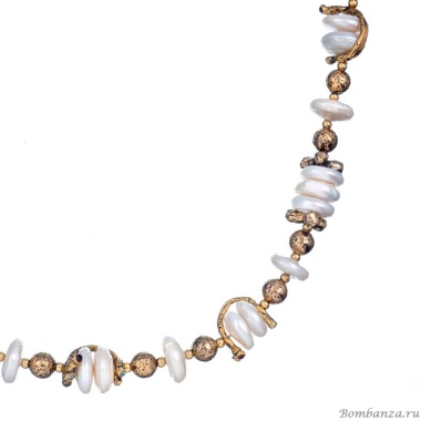 Колье Alcozer&J, жемчуг, изумруд, гранат, сапфир, рубин, AL2502-C148LZ24 белый