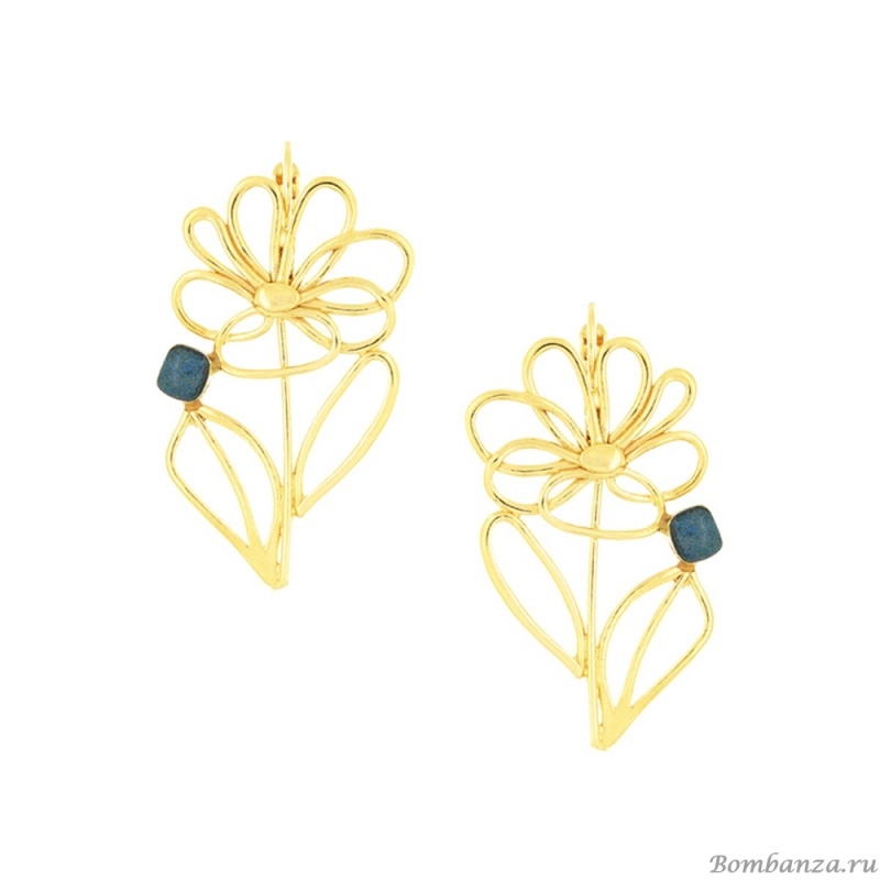 Серьги TARATATA, Esquisse, с прозрачной смолой и слюдяным порошком, TT-H25-02708-204 золотистый