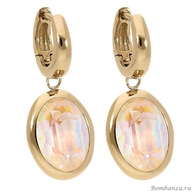 Серьги Qudo, Creole TIVOLA small G ivory cream delite, 310699 BW/G Серьги Qudo, Creole TIVOLA small G ivory cream delite, 310699 BW/G
