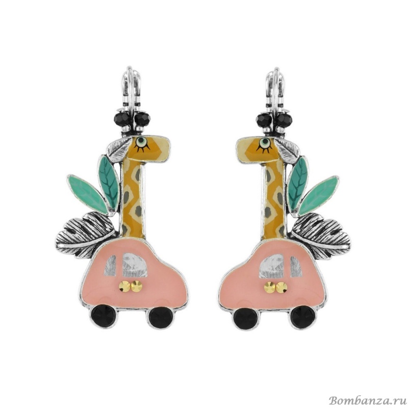 Серьги TARATATA, Safari, со стразами, бусинами, смолой, TT-T23-05726-10M розовый