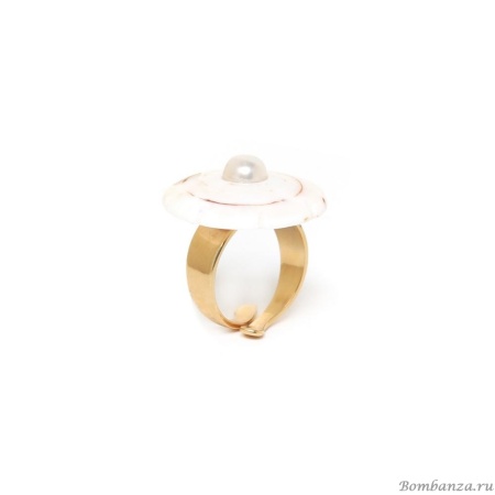 Кольцо Nature Bijoux, Pondichery, разъемное, с ракушкой и жемчугом, NB24.1-19-25092 белый