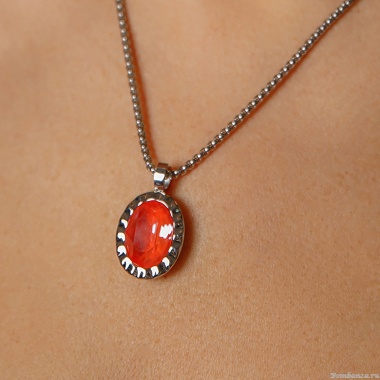 Колье Qudo, TIVOLA UNICA big (S/P) Crystal orange ignite 3cm, 420713 Колье Qudo, TIVOLA UNICA big (S/P) Crystal orange ignite 3cm, 420713