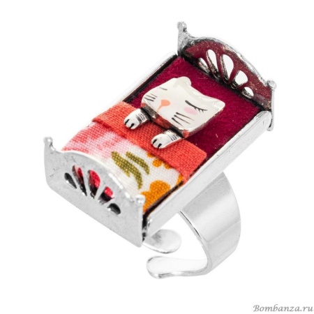 Кольцо Taratata, Wake up!, разъемное, серебристое с текстилем и цветной эмалью, TT-E20-19433-105