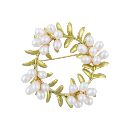 Брошь Венок Natural pearl, XR05330A2 G