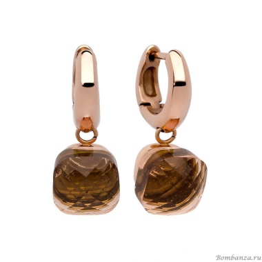 Серьги Qudo, Firenze smoked topaz 300146 BR/RG Серьги Qudo, Firenze smoked topaz 300146 BR/RG