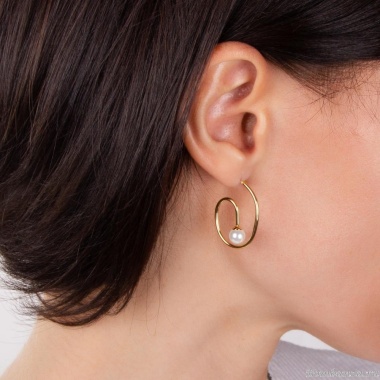 Серьги Moon Paris, с жемчугом, Mo-22.10-082 золотистый Серьги Moon Paris, с жемчугом, Mo-22.10-082 золотистый