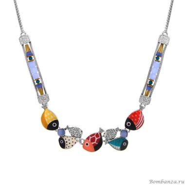 Колье TARATATA, Ocean, с цветной смолой и стеклянными бусинами, TT-W24-02104-10M серебристый