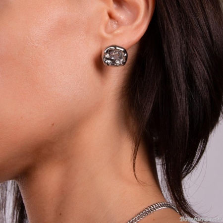 Серьги Moon Paris, Ringo, с кристаллом, MR-23.02-038 серебристый Серьги Moon Paris, Ringo, с кристаллом, MR-23.02-038 серебристый