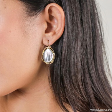 Серьги Ori Tao, Reflet, с черным перламутром, OT25.2-12-32222 золотистый