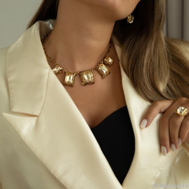 Колье Celeste G, с кристаллами Swarovski, CS25.1-1571 янтарный