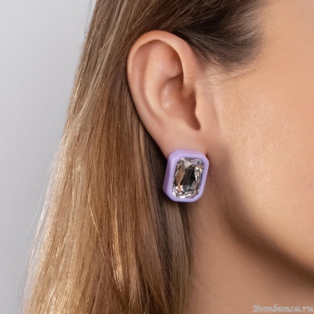 Серьги Moon Paris, с кристаллом, Mo-Y25.02-002 сиреневый