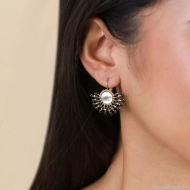 Серьги Franck Herval, Lauryne, с агатом и перламутром, FH25.2-12-69831 черный