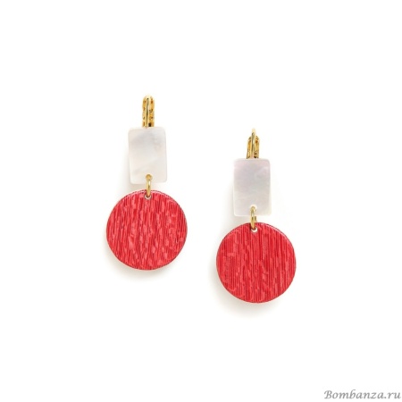 Серьги Nature Bijoux, Cosmos, тамариндовое дерево, шпон, перламутр, NB23.2-12-79098 красный