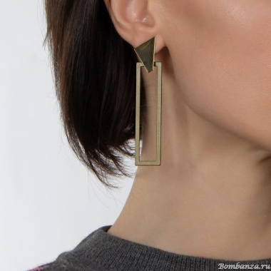 Серьги Nuance, с геометрической подвеской, NFN-24.01-036 коричневый