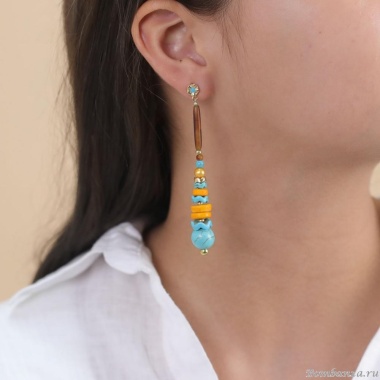 Серьги Nature Bijoux, Lhassa, говлит, жемчуг, кокос, рог, NB24.1-12-79368 коричневый Серьги Nature Bijoux, Lhassa, говлит, жемчуг, кокос, рог, NB24.1-12-79368 коричневый