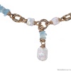 Колье Alcozer&J, с аквамарином и жемчугом, AL-C68CG25-R голубой