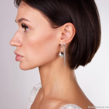 Серьги Moon Paris, Ringo, двойные, с кристаллами, MR-22.04-136 серебристый Серьги Moon Paris, Ringo, двойные, с кристаллами, MR-22.04-136 серебристый